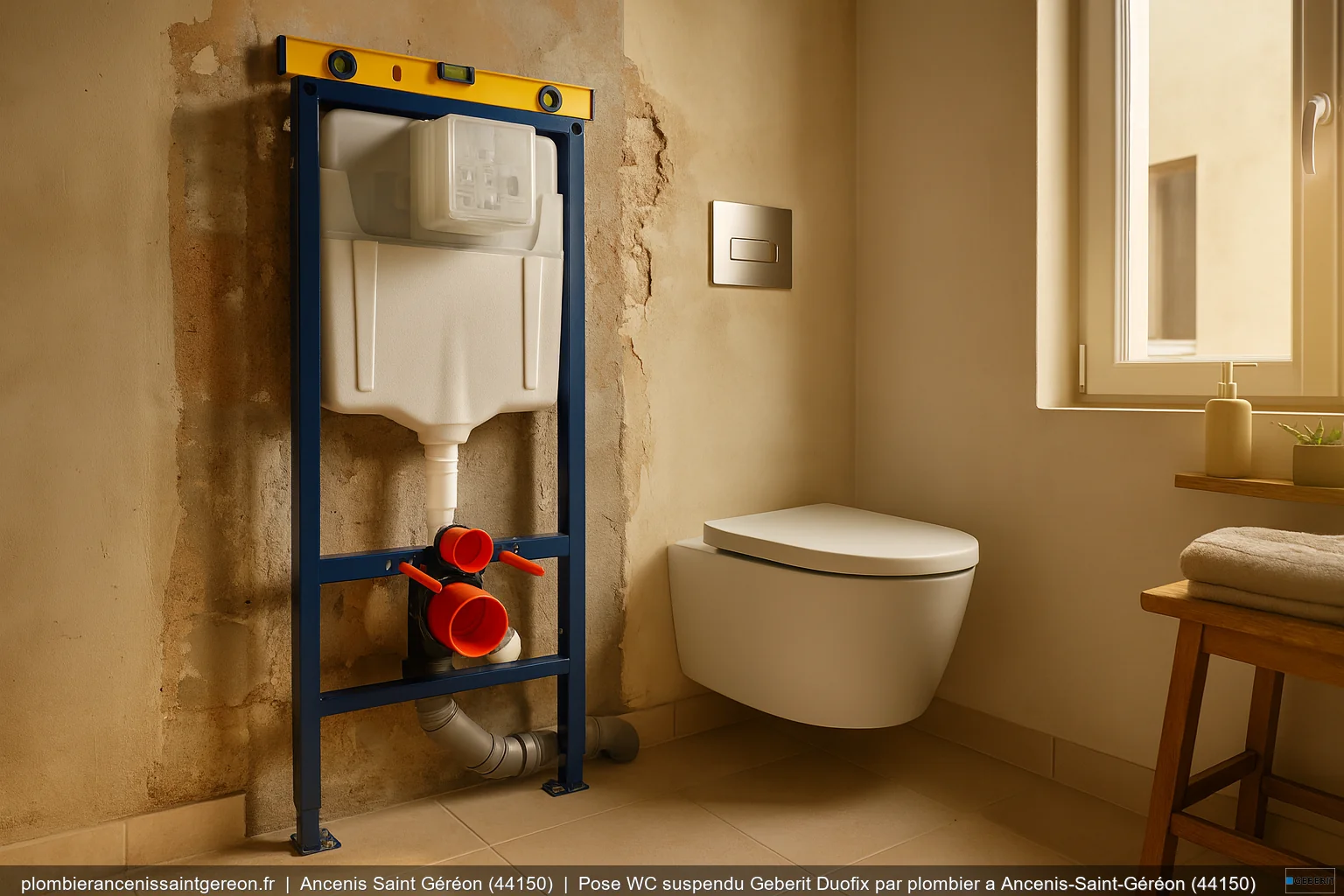 Pose WC suspendu Geberit Duofix par plombier a Ancenis-Saint-Géréon (44150)